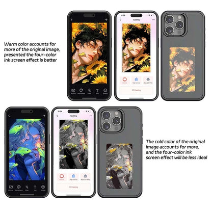 New-Tech NFC Function Phone Case for Iphone 16 Pro Max DIY Cases E Ink Screen Phone Cover Cartoon Girl Fundas Battery Free