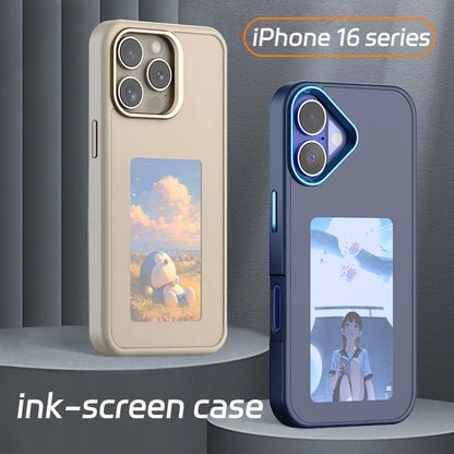 New-Tech NFC Function Phone Case for Iphone 16 Pro Max DIY Cases E Ink Screen Phone Cover Cartoon Girl Fundas Battery Free