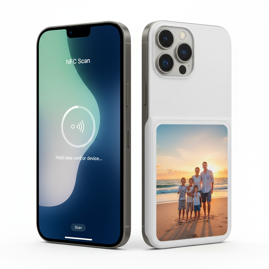 Double vue - Photo famille colorée